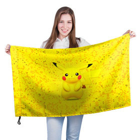 Флаг 3D с принтом Pikachu в городе Новоалтайск, 100% полиэстер | плотность ткани — 95 г/м2, размер — 67 х 109 см. Принт наносится с одной стороны | pikachu | pokeboll | pokemon | пикачу | покеболл | покемон