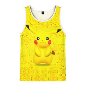 Мужская майка 3D с принтом Pikachu в городе Новоалтайск, 100% полиэстер | круглая горловина, приталенный силуэт, длина до линии бедра. Пройма и горловина окантованы тонкой бейкой | Тематика изображения на принте: pikachu | pokeboll | pokemon | пикачу | покеболл | покемон