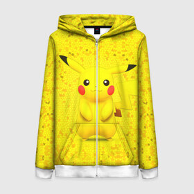 Женская толстовка 3D на молнии с принтом Pikachu в городе Новоалтайск, 100% полиэстер | длина до линии бедра, манжеты и пояс оформлены мягкой тканевой резинкой, двухслойный капюшон со шнурком для регулировки, спереди молния, по бокам два кармана | pikachu | pokeboll | pokemon | пикачу | покеболл | покемон