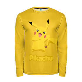 Мужской лонгслив 3D с принтом Pikachu в городе Новоалтайск, 100% полиэстер | длинные рукава, круглый вырез горловины, полуприлегающий силуэт | Тематика изображения на принте: pikachu | pokeboll | pokemon | пикачу | покеболл | покемон