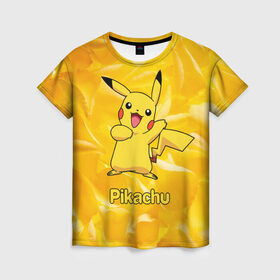Женская футболка 3D с принтом Pikachu в городе Новоалтайск, 100% полиэфир ( синтетическое хлопкоподобное полотно) | прямой крой, круглый вырез горловины, длина до линии бедер | pikachu | pokeboll | pokemon | пикачу | покеболл | покемон