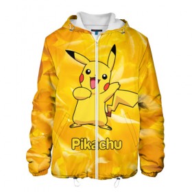 Мужская куртка 3D с принтом Pikachu в городе Новоалтайск, ткань верха — 100% полиэстер, подклад — флис | прямой крой, подол и капюшон оформлены резинкой с фиксаторами, два кармана без застежек по бокам, один большой потайной карман на груди. Карман на груди застегивается на липучку | pikachu | pokeboll | pokemon | пикачу | покеболл | покемон