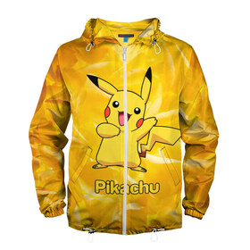 Мужская ветровка 3D с принтом Pikachu в городе Новоалтайск, 100% полиэстер | подол и капюшон оформлены резинкой с фиксаторами, два кармана без застежек по бокам, один потайной карман на груди | Тематика изображения на принте: pikachu | pokeboll | pokemon | пикачу | покеболл | покемон