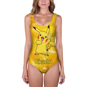Купальник-боди 3D с принтом Pikachu в городе Новоалтайск, 82% полиэстер, 18% эластан | Круглая горловина, круглый вырез на спине | pikachu | pokeboll | pokemon | пикачу | покеболл | покемон