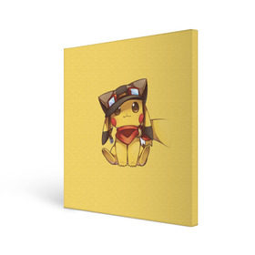 Холст квадратный с принтом Pikachu в городе Новоалтайск, 100% ПВХ |  | pikachu | pokeball | pokemon | пикачу | покеболл | покемон