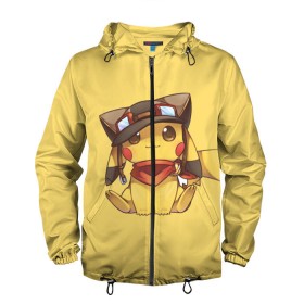 Мужская ветровка 3D с принтом Pikachu в городе Новоалтайск, 100% полиэстер | подол и капюшон оформлены резинкой с фиксаторами, два кармана без застежек по бокам, один потайной карман на груди | pikachu | pokeball | pokemon | пикачу | покеболл | покемон
