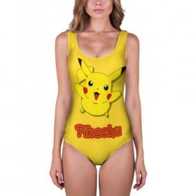 Купальник-боди 3D с принтом Pikachu в городе Новоалтайск, 82% полиэстер, 18% эластан | Круглая горловина, круглый вырез на спине | pikachu | pokeboll | pokemon | пикачу | покеболл | покемон