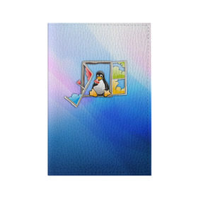 Обложка для паспорта матовая кожа с принтом Linux в городе Новоалтайск, натуральная матовая кожа | размер 19,3 х 13,7 см; прозрачные пластиковые крепления | Тематика изображения на принте: день программиста | код | подарок | праздник | программист