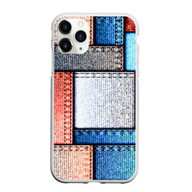 Чехол для iPhone 11 Pro матовый с принтом Джинсовый стиль в городе Новоалтайск, Силикон |  | заплатки | разноцветный | текстура | ткань