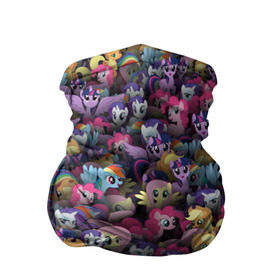 Бандана-труба 3D с принтом My Little Pony. Персонажи в городе Новоалтайск, 100% полиэстер, ткань с особыми свойствами — Activecool | плотность 150‒180 г/м2; хорошо тянется, но сохраняет форму | stickerbombing