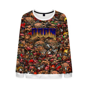 Мужской свитшот 3D с принтом Doom. Все монстры (pixel art) в городе Новоалтайск, 100% полиэстер с мягким внутренним слоем | круглый вырез горловины, мягкая резинка на манжетах и поясе, свободная посадка по фигуре | 