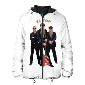 Мужская куртка 3D с принтом ZZ TOP в городе Новоалтайск, ткань верха — 100% полиэстер, подклад — флис | прямой крой, подол и капюшон оформлены резинкой с фиксаторами, два кармана без застежек по бокам, один большой потайной карман на груди. Карман на груди застегивается на липучку | blues | rock | zz top | блюз | зизи топ | музыка | рок