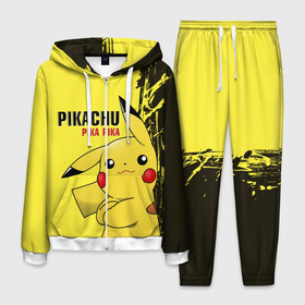 Мужской костюм 3D с принтом Pikachu Pika Pika в городе Новоалтайск, 100% полиэстер | Манжеты и пояс оформлены тканевой резинкой, двухслойный капюшон со шнурком для регулировки, карманы спереди | go | pikachu | pokemon | го | пика | пикачу | покемон