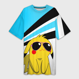Платье-футболка 3D с принтом Пикачу в очках в городе Новоалтайск,  |  | go | pikachu | pokemon | го | летнее | настроение | очки | пикачу | покемон