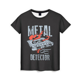 Женская футболка 3D с принтом Metal Detector в городе Новоалтайск, 100% полиэфир ( синтетическое хлопкоподобное полотно) | прямой крой, круглый вырез горловины, длина до линии бедер | metal | кровь | метал | мызыка | новинки | рок | тяжелый | череп
