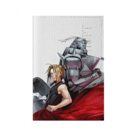 Обложка для паспорта матовая кожа с принтом Fullmetal Alchemist в городе Новоалтайск, натуральная матовая кожа | размер 19,3 х 13,7 см; прозрачные пластиковые крепления | alchemist | anime | fullmetal alchemist | алхимик | аниме | стальной алхимик