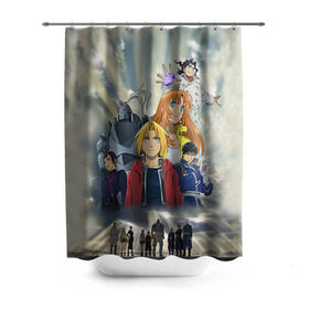 Штора 3D для ванной с принтом Fullmetal Alchemist в городе Новоалтайск, 100% полиэстер | плотность материала — 100 г/м2. Стандартный размер — 146 см х 180 см. По верхнему краю — пластиковые люверсы для креплений. В комплекте 10 пластиковых колец | anime | алхимик | стальной алхимик