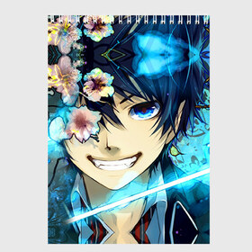 Скетчбук с принтом Blue Exorcist в городе Новоалтайск, 100% бумага
 | 48 листов, плотность листов — 100 г/м2, плотность картонной обложки — 250 г/м2. Листы скреплены сверху удобной пружинной спиралью | Тематика изображения на принте: anime | ao no exorcist | экзорцист