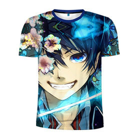 Мужская футболка 3D спортивная с принтом Blue Exorcist в городе Новоалтайск, 100% полиэстер с улучшенными характеристиками | приталенный силуэт, круглая горловина, широкие плечи, сужается к линии бедра | Тематика изображения на принте: anime | ao no exorcist | экзорцист