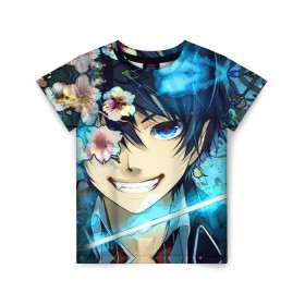 Детская футболка 3D с принтом Blue Exorcist в городе Новоалтайск, 100% гипоаллергенный полиэфир | прямой крой, круглый вырез горловины, длина до линии бедер, чуть спущенное плечо, ткань немного тянется | anime | ao no exorcist | экзорцист