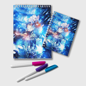 Блокнот с принтом Blue Exorcist в городе Новоалтайск, 100% бумага | 48 листов, плотность листов — 60 г/м2, плотность картонной обложки — 250 г/м2. Листы скреплены удобной пружинной спиралью. Цвет линий — светло-серый
 | Тематика изображения на принте: anime | ao no exorcist | blue exorcist | аниме | синий экзорцист | экзорцист