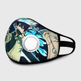 Маска из неопрена с принтом Blue Exorcist в городе Новоалтайск, неопрен 100% | Форма огибающая нос. Резинки для ушей с дополнительной резинкой на затылке. Клапан для выдоха для активного дыхания при занятиях спортом. Эластичный материал маски и окантовки для лучшего растяжения и прилегания маски.  | Тематика изображения на принте: anime | ao no exorcist | blue exorcist | аниме | синий экзорцист | экзорцист