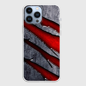 Чехол для iPhone 13 Pro Max с принтом Следы когтей на металле в городе Новоалтайск,  |  | когти | красный | металл | серебристый | следы | текстура