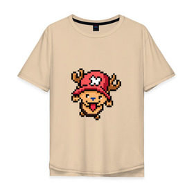 Мужская футболка хлопок Oversize с принтом One Piece. Chopper. 8 bit. в городе Новоалтайск, 100% хлопок | свободный крой, круглый ворот, “спинка” длиннее передней части | chopper | one piece | pixel art | ванпис | пиксель арт | чоппер