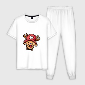 Мужская пижама хлопок с принтом One Piece. Chopper. 8 bit. в городе Новоалтайск, 100% хлопок | брюки и футболка прямого кроя, без карманов, на брюках мягкая резинка на поясе и по низу штанин
 | chopper | one piece | pixel art | ванпис | пиксель арт | чоппер