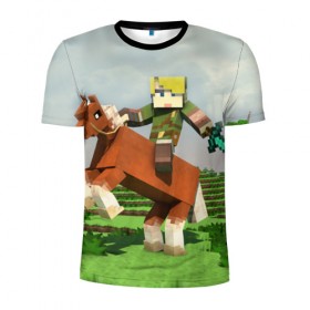 Мужская футболка 3D спортивная с принтом Minecraft в городе Новоалтайск, 100% полиэстер с улучшенными характеристиками | приталенный силуэт, круглая горловина, широкие плечи, сужается к линии бедра | Тематика изображения на принте: minecraft | майнкрафт