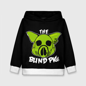 Детская толстовка 3D с принтом Blind Pig в городе Новоалтайск, 100% полиэстер | двухслойный капюшон со шнурком для регулировки, мягкие манжеты на рукавах и по низу толстовки, спереди карман-кенгуру с мягким внутренним слоем | Тематика изображения на принте: ад | зеленый | свинья | череп