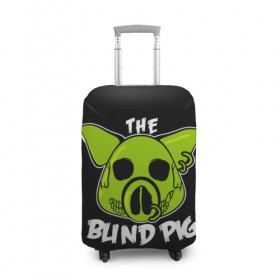 Чехол для чемодана 3D с принтом Blind Pig в городе Новоалтайск, 86% полиэфир, 14% спандекс | двустороннее нанесение принта, прорези для ручек и колес | ад | зеленый | свинья | череп
