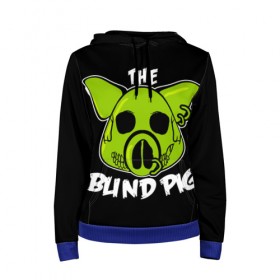 Женская толстовка 3D с принтом Blind Pig в городе Новоалтайск, 100% полиэстер  | двухслойный капюшон со шнурком для регулировки, мягкие манжеты на рукавах и по низу толстовки, спереди карман-кенгуру с мягким внутренним слоем. | ад | зеленый | свинья | череп
