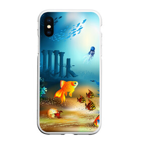 Чехол для iPhone XS Max матовый с принтом Золотая рыбка в городе Новоалтайск, Силикон | Область печати: задняя сторона чехла, без боковых панелей | Тематика изображения на принте: вода | водоросли | море | подводный мир | природа | рыба | рыбка | туризм
