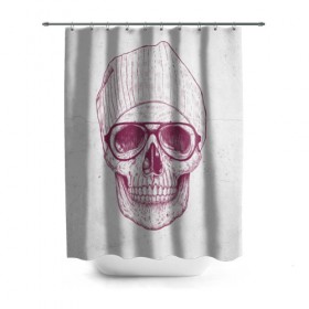 Штора 3D для ванной с принтом Cool Skull в городе Новоалтайск, 100% полиэстер | плотность материала — 100 г/м2. Стандартный размер — 146 см х 180 см. По верхнему краю — пластиковые люверсы для креплений. В комплекте 10 пластиковых колец | красивый | крутой | очки | рисунок | узор | череп