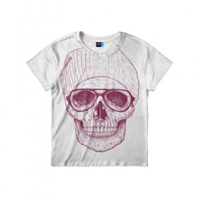 Детская футболка 3D с принтом Cool Skull в городе Новоалтайск, 100% гипоаллергенный полиэфир | прямой крой, круглый вырез горловины, длина до линии бедер, чуть спущенное плечо, ткань немного тянется | красивый | крутой | очки | рисунок | узор | череп