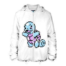 Мужская куртка 3D с принтом Squirtle (pokemon) в городе Новоалтайск, ткань верха — 100% полиэстер, подклад — флис | прямой крой, подол и капюшон оформлены резинкой с фиксаторами, два кармана без застежек по бокам, один большой потайной карман на груди. Карман на груди застегивается на липучку | Тематика изображения на принте: squirtle | пиксели | покемоны | рokemon | сквиртл