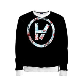 Детский свитшот 3D с принтом Twenty one pilots в городе Новоалтайск, 100% полиэстер | свободная посадка, прямой крой, мягкая тканевая резинка на рукавах и понизу свитшота | Тематика изображения на принте: rock | t.o.p. | top | twenty one pilots | рок