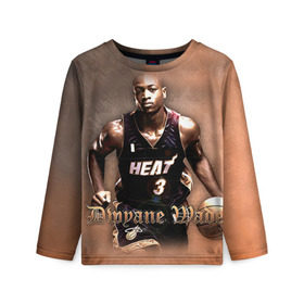 Детский лонгслив 3D с принтом Баскетболист Dwyane Wade в городе Новоалтайск, 100% полиэстер | длинные рукава, круглый вырез горловины, полуприлегающий силуэт
 | chicago bulls | баскетбол | буллз | дуэйн уэйд | нба | чикаго