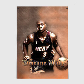 Постер с принтом Баскетболист Dwyane Wade в городе Новоалтайск, 100% бумага
 | бумага, плотность 150 мг. Матовая, но за счет высокого коэффициента гладкости имеет небольшой блеск и дает на свету блики, но в отличии от глянцевой бумаги не покрыта лаком | chicago bulls | баскетбол | буллз | дуэйн уэйд | нба | чикаго