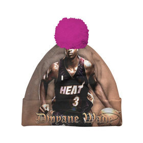Шапка 3D c помпоном с принтом Баскетболист Dwyane Wade в городе Новоалтайск, 100% полиэстер | универсальный размер, печать по всей поверхности изделия | chicago bulls | баскетбол | буллз | дуэйн уэйд | нба | чикаго
