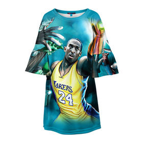 Детское платье 3D с принтом Kobe Bryant в городе Новоалтайск, 100% полиэстер | прямой силуэт, чуть расширенный к низу. Круглая горловина, на рукавах — воланы | Тематика изображения на принте: kobe bryant | lakers | los angeles lakers | nba. | баскетбол | баскетболист | коби брайант | лайкерс | лос анджелес лейкерс | нба