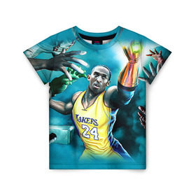 Детская футболка 3D с принтом Kobe Bryant в городе Новоалтайск, 100% гипоаллергенный полиэфир | прямой крой, круглый вырез горловины, длина до линии бедер, чуть спущенное плечо, ткань немного тянется | kobe bryant | lakers | los angeles lakers | nba. | баскетбол | баскетболист | коби брайант | лайкерс | лос анджелес лейкерс | нба