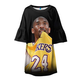 Детское платье 3D с принтом Kobe Bryant в городе Новоалтайск, 100% полиэстер | прямой силуэт, чуть расширенный к низу. Круглая горловина, на рукавах — воланы | Тематика изображения на принте: kobe bryant | lakers | los angeles lakers | nba. | баскетбол | баскетболист | коби брайант | лайкерс | лос анджелес лейкерс | нба