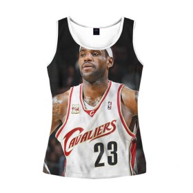 Женская майка 3D с принтом LeBron James в городе Новоалтайск, 100% полиэстер | круглая горловина, прямой силуэт, длина до линии бедра | cleveland cavaliers | lebron james | nba. | баскетбол | баскетболист | джеймс леброн | кливленд кавальерс | нба