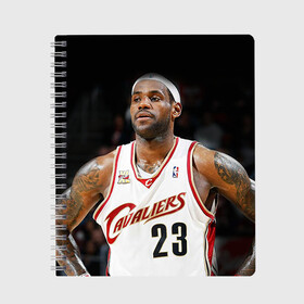 Тетрадь с принтом LeBron James в городе Новоалтайск, 100% бумага | 48 листов, плотность листов — 60 г/м2, плотность картонной обложки — 250 г/м2. Листы скреплены сбоку удобной пружинной спиралью. Уголки страниц и обложки скругленные. Цвет линий — светло-серый
 | cleveland cavaliers | lebron james | nba. | баскетбол | баскетболист | джеймс леброн | кливленд кавальерс | нба