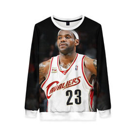 Женский свитшот 3D с принтом LeBron James в городе Новоалтайск, 100% полиэстер с мягким внутренним слоем | круглый вырез горловины, мягкая резинка на манжетах и поясе, свободная посадка по фигуре | cleveland cavaliers | lebron james | nba. | баскетбол | баскетболист | джеймс леброн | кливленд кавальерс | нба