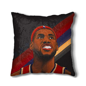 Подушка 3D с принтом LeBron James в городе Новоалтайск, наволочка – 100% полиэстер, наполнитель – холлофайбер (легкий наполнитель, не вызывает аллергию). | состоит из подушки и наволочки. Наволочка на молнии, легко снимается для стирки | cleveland cavaliers | lebron james | nba. | баскетбол | баскетболист | джеймс леброн | кливленд кавальерс | нба