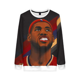 Женский свитшот 3D с принтом LeBron James в городе Новоалтайск, 100% полиэстер с мягким внутренним слоем | круглый вырез горловины, мягкая резинка на манжетах и поясе, свободная посадка по фигуре | cleveland cavaliers | lebron james | nba. | баскетбол | баскетболист | джеймс леброн | кливленд кавальерс | нба