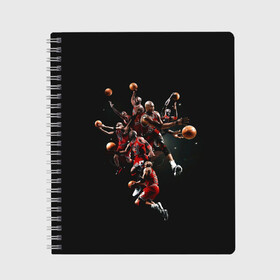 Тетрадь с принтом Michael Jordan в городе Новоалтайск, 100% бумага | 48 листов, плотность листов — 60 г/м2, плотность картонной обложки — 250 г/м2. Листы скреплены сбоку удобной пружинной спиралью. Уголки страниц и обложки скругленные. Цвет линий — светло-серый
 | chicago bulls | michael jeffrey jordan | nba. | баскетбол | баскетболист | вашингтон уизардс | майкл джордан | нба | чикаго | чикаго буллз